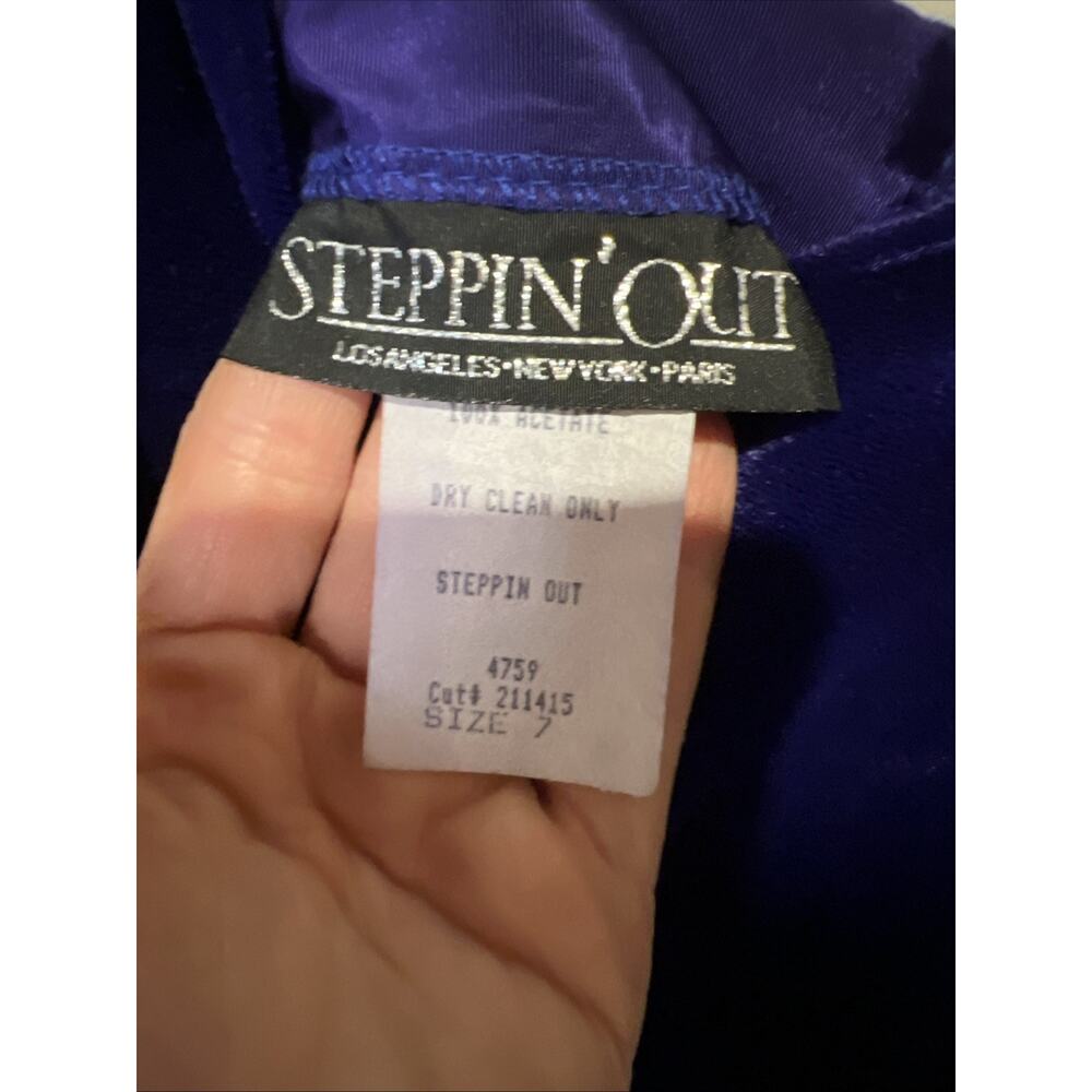 NWT Vintage Steppin’Out Purple Velvet Strappy Body Con Long Dress Prom Wedding - Picture 7 of 7